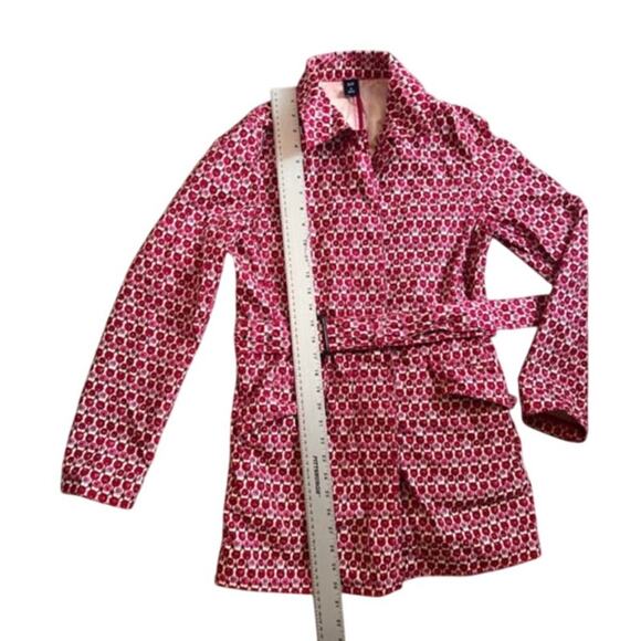 GAP Spring Tulips Pink Red Trench Coat Size Medium Coat - Picture 7 of 7